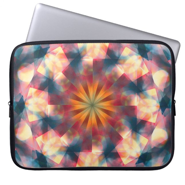 Prismatic Kaleidoscopic Psychedelic Mandala Laptop Sleeve (Front)