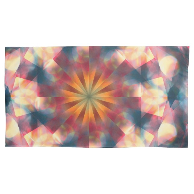 Prismatic Kaleidoscopic Psychedelic Mandala Pillowcase (Front-Left)