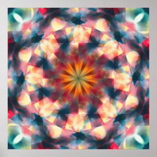 Prismatic Kaleidoscopic Psychedelic Mandala Poster