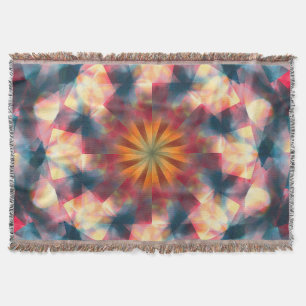 Prismatic Kaleidoscopic Psychedelic Mandala Throw Blanket