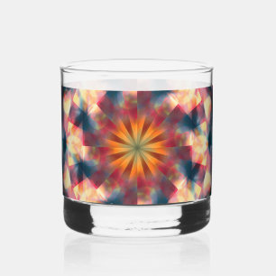 Prismatic Kaleidoscopic Psychedelic Mandala Whiskey Glass