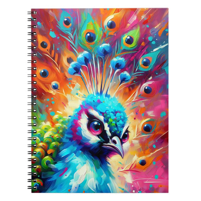 Prismatic Peacock Elegance Notebook (Front)