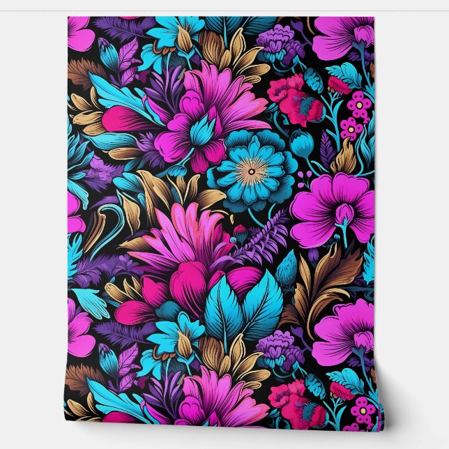 Prismatic Petalscape Botanical Wallpaper (Unrolling)