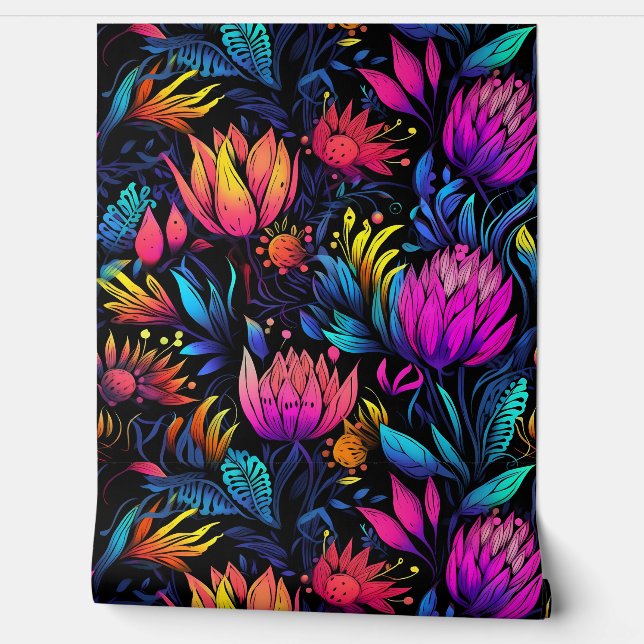 Prismatic Petalscape Botanical Wallpaper (Unrolling)