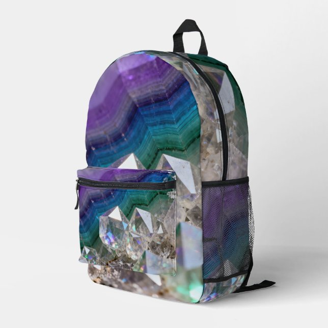 Prismatic Quartz Fusion Vibrant Crystal Design Printed Backpack (Back Corner Right)