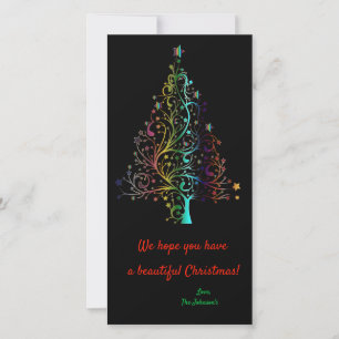 Prismatic Rainbow Christmas tree Holiday Card