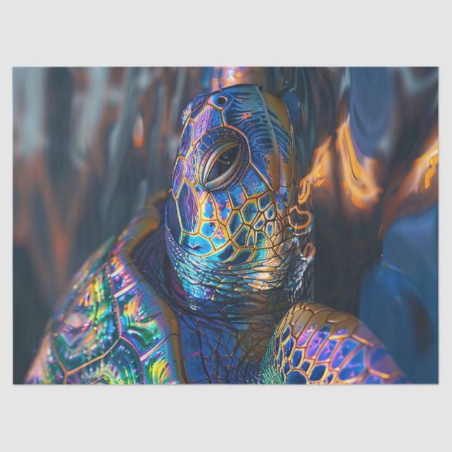 Prismatic Sea Turtle Colourful Decoupage Tissue Paper (Front)