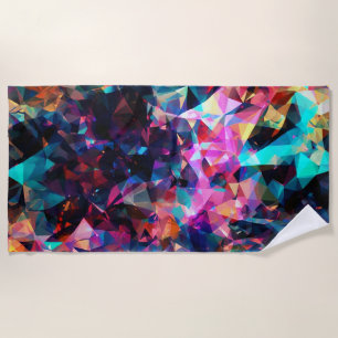 Prismatic Spectrum–Abstract Crystal Mosaic Design Beach Towel