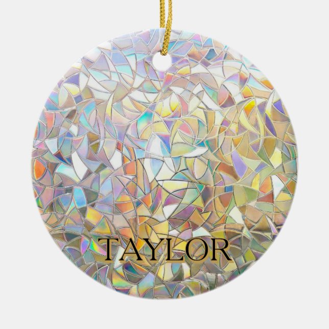 Prismatic Stained Glass Effect - Rainbow Prismatic Ceramic Tree Decoration (Front)