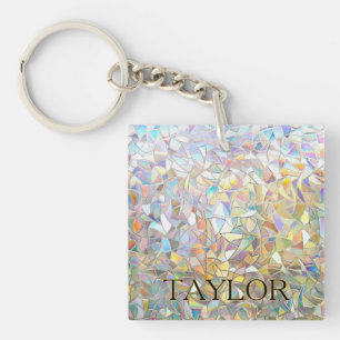 Prismatic Stained Glass Effect - Rainbow Prismatic Key Ring