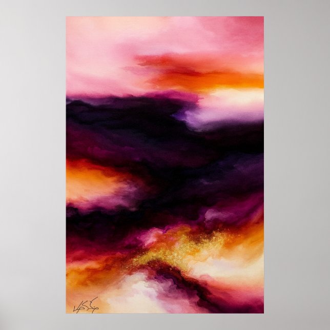 Prismatic Storm Fiery Abstract Poster (Front)