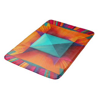 Prismatic Sunburst:Bold Abstract Geometric Diamond Bath Mat