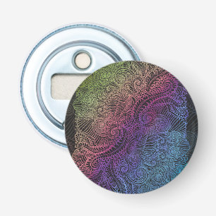 Prismatic Swirl Rainbow Fractal Feather Art Bottle Opener
