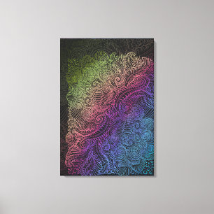 Prismatic Swirl   Rainbow Fractal Feather Art Canvas Print