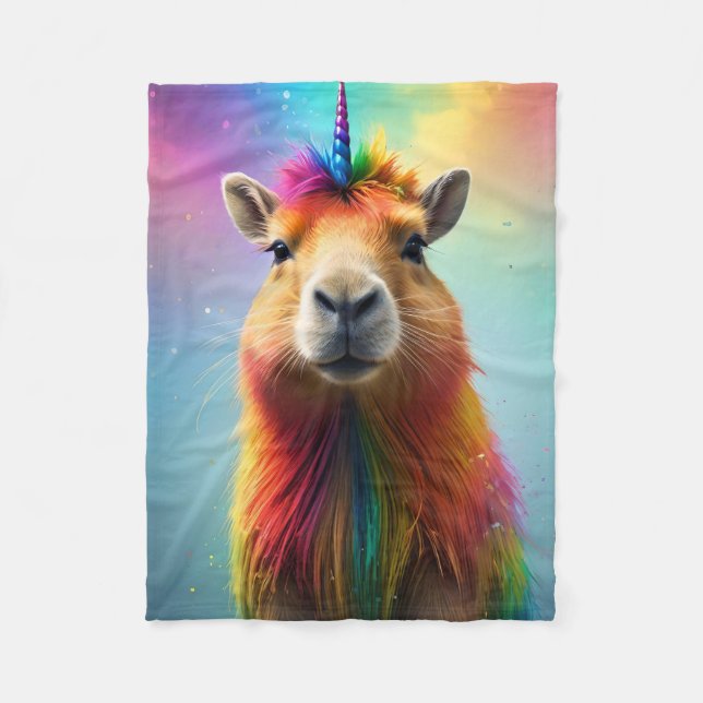 Prismhorn: The Rainbow Capybaraicorn, Fleece Blanket (Front)