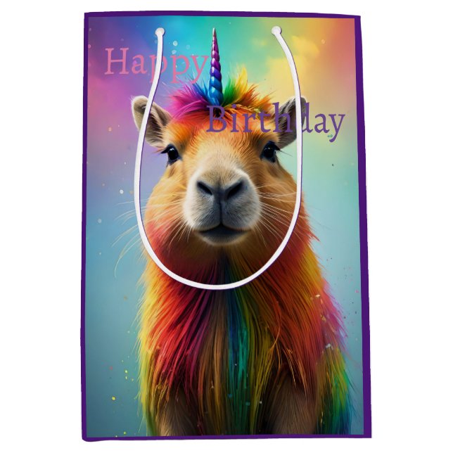 Prismhorn: The Rainbow Capybaraicorn, Medium Gift Bag (Front)