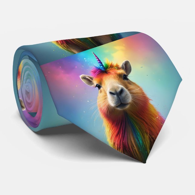 Prismhorn: The Rainbow Capybaraicorn Tie (Rolled)
