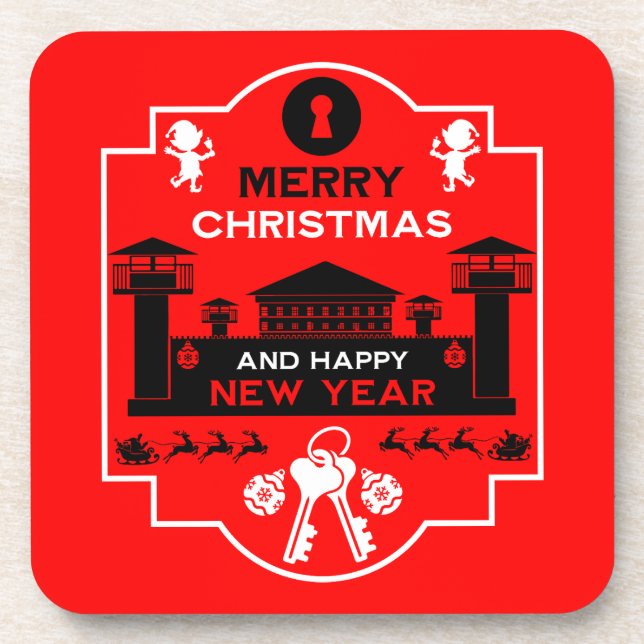 Prison Christmas Holiday Gift Coaster (Front)
