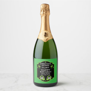 Prison Correctional Officer Birthday Sparkling Wine Label