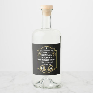 Prison Correctional Officer Retirement Liquor Bottle Label