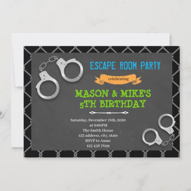 Prison escape room birthday Invitation (Front)