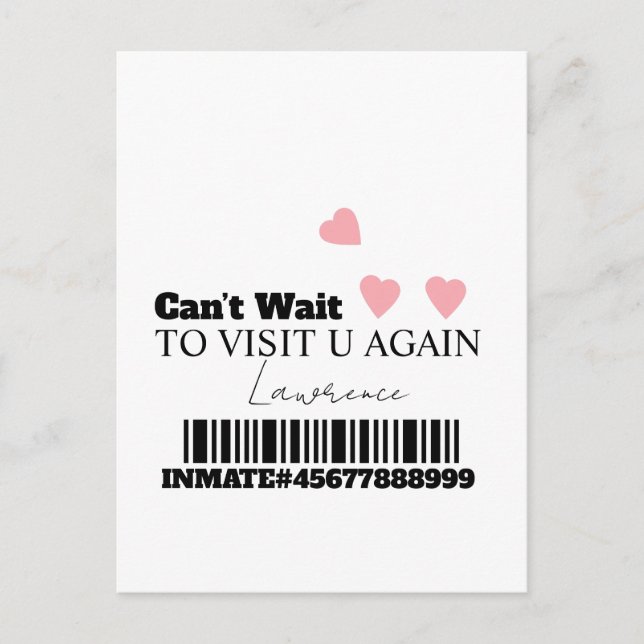 Prison Long Distance Cute Hearts Visit Postcard (Front)