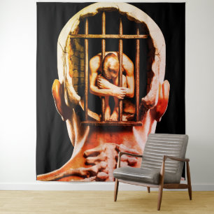 Prison of the Mind – Surreal Conceptual Wall Art  Tapestry