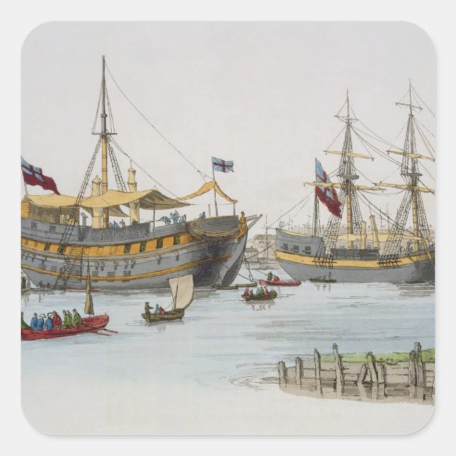 Prison Ships, from 'Costume of Great Britain', pub Square Sticker (Front)