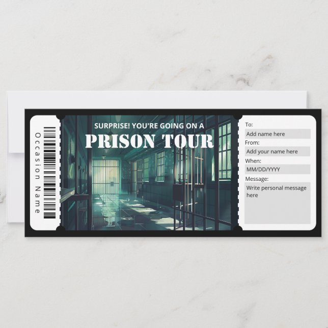 Prison Tour Ticket Gift Certificate Invitation (Front)