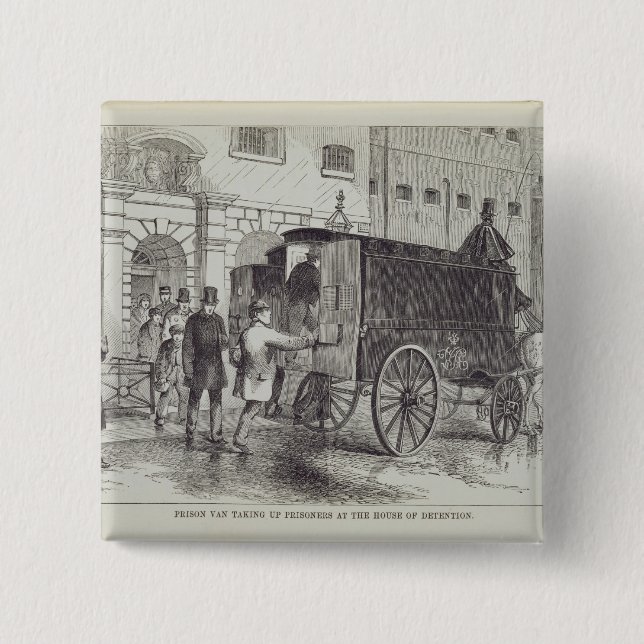 Prison Van taking up Prisoners at the House of Det 15 Cm Square Badge (Front)