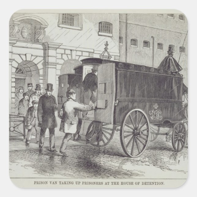 Prison Van taking up Prisoners at the House of Det Square Sticker (Front)