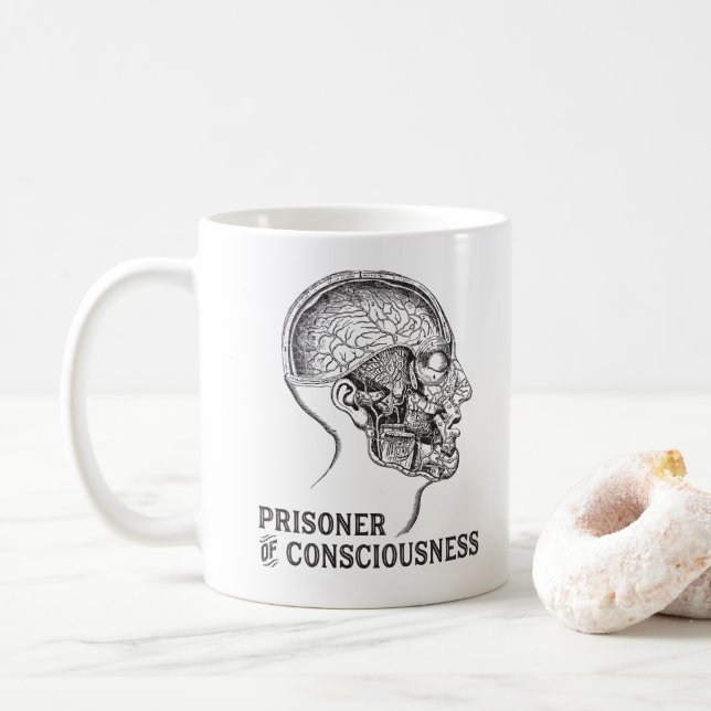 Prisoner of Consciousness Human Brain Neurologist Coffee Mug (With Donut)