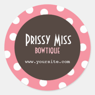 Prissy Miss Pink Polka Dot Chic Round Sticker