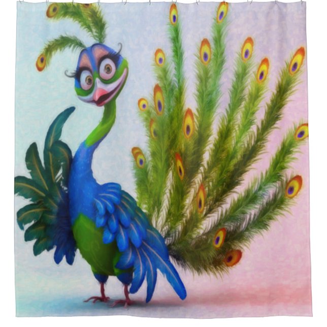 Prissy Peacock Shower Curtain (Front)