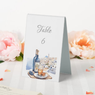Pristine Blue and White Santorini Table Number