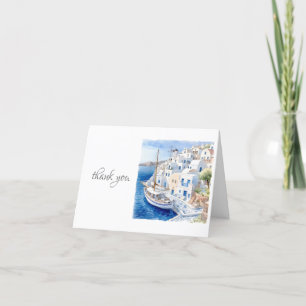 Pristine Blue and White Santorini Thank You Card