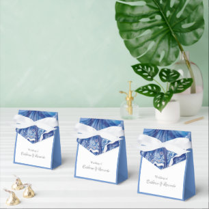 Pristine Blue and White Santorini Wedding Favour Box