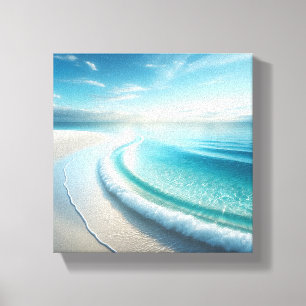 Pristine Turquoise Ocean Wave on White Sand Beach  Canvas Print