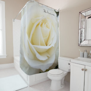 Pristine White Rose Close-Up Photo Shower Curtain