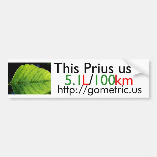 Prius Fuel Efficiency Bumper Sticker (Front)