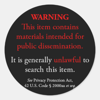 Privacy Protection Act sticker, black small round Classic Round Sticker