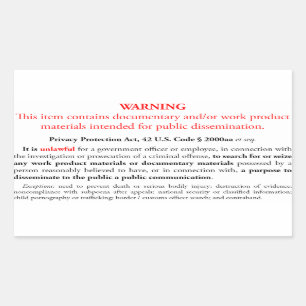 Privacy Protection Act sticker, white rectangle Rectangular Sticker