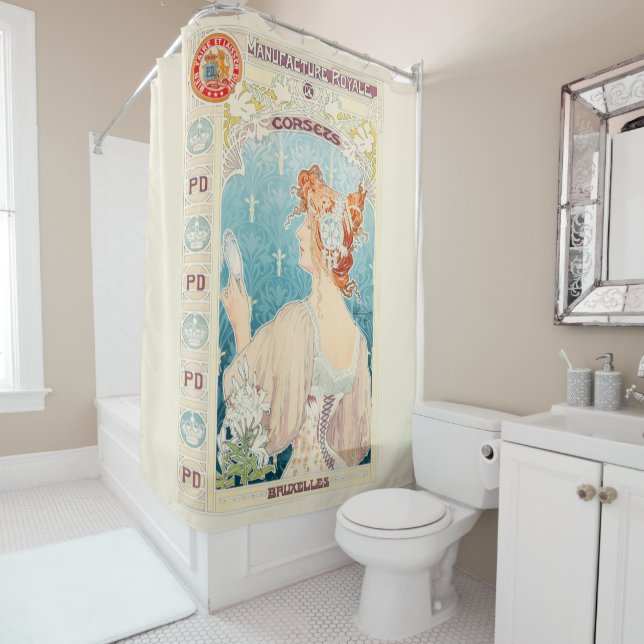 Privat Livemont - Real Manufacture of Corsets Shower Curtain (In Situ)