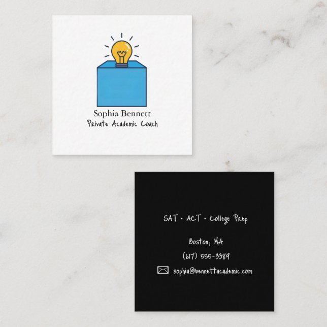 Private Academic Coach Professional Square Business Card (Front/Back)