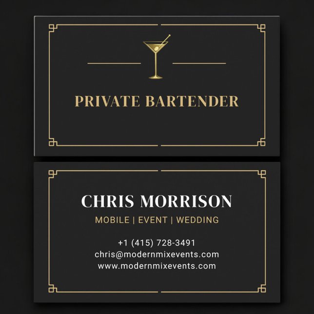 Private Bartender Professional Business Card (Creator Uploaded)