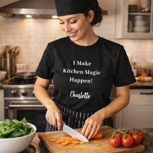 Private chef black white kitchen magic T-Shirt