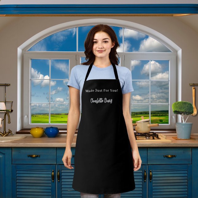 Private chef black white script made just for you apron (Creator Uploaded)