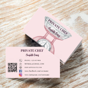 Private chef blush pink scale female QR code Business Card