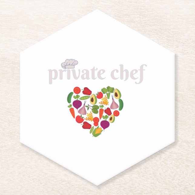 Private Chef Food Lover Valentines Day Paper Coaster (Front)