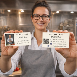 Private chef ivory photo catering QR code Business Card